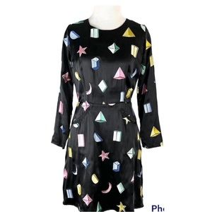 Samantha Pleet Strata Geo shapes silk dress